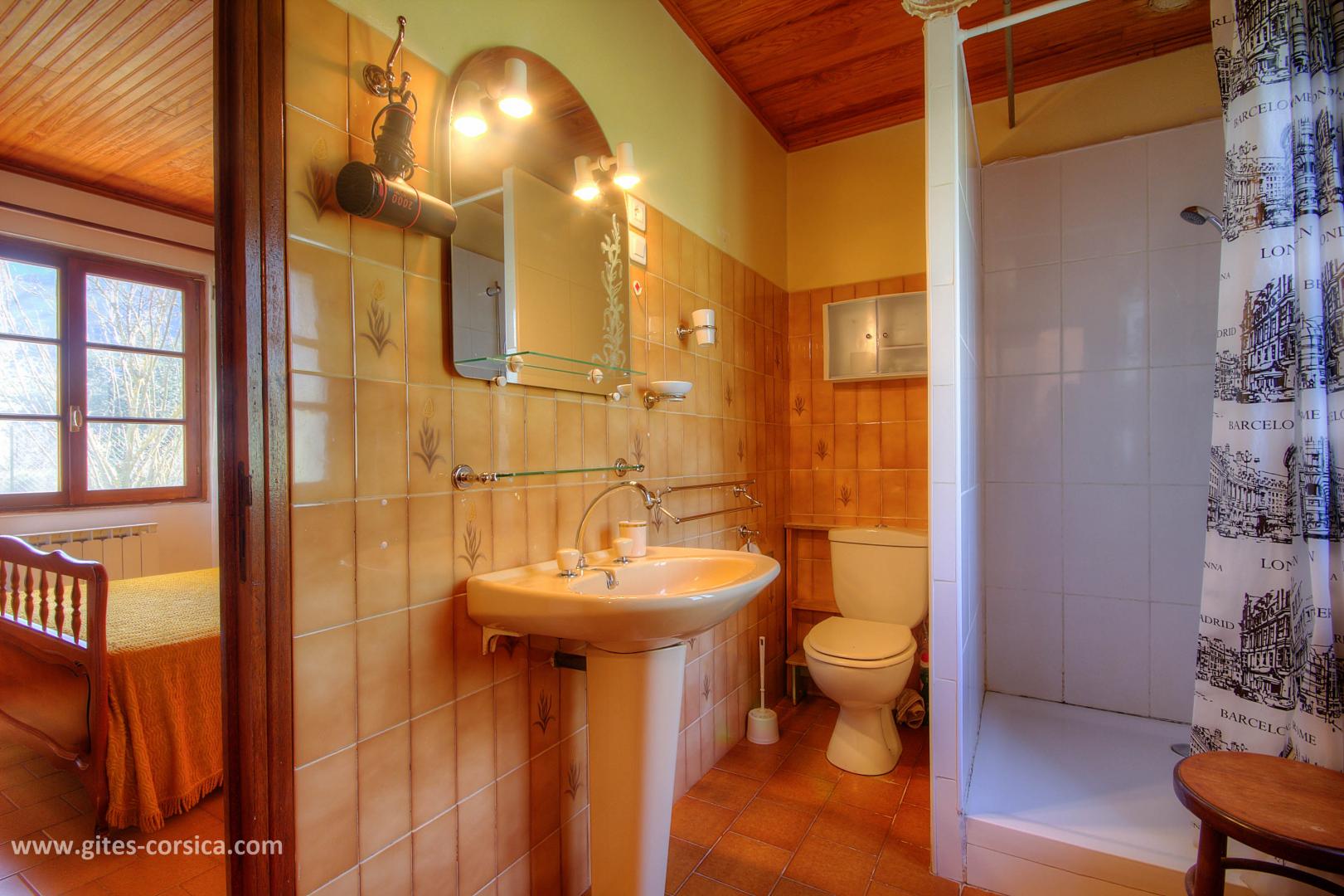 G�te rural � Castifao en haute-Corse : salle de bain/wc